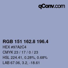 カラーコード: RGB 151 162.8 196.4 | qconv.com