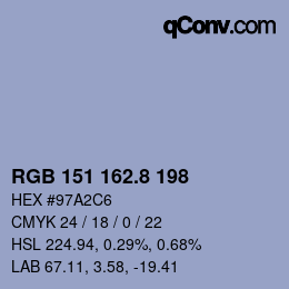 カラーコード: RGB 151 162.8 198 | qconv.com