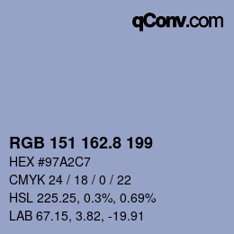 カラーコード: RGB 151 162.8 199 | qconv.com
