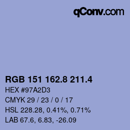 カラーコード: RGB 151 162.8 211.4 | qconv.com