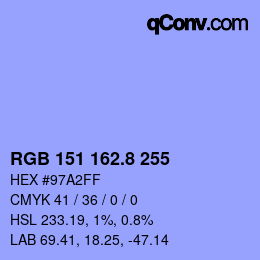 カラーコード: RGB 151 162.8 255 | qconv.com