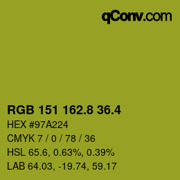 カラーコード: RGB 151 162.8 36.4 | qconv.com