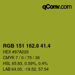 カラーコード: RGB 151 162.8 41.4 | qconv.com