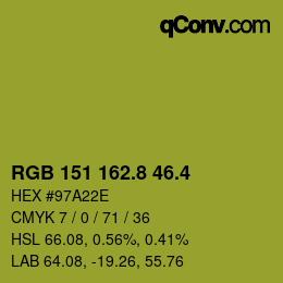 カラーコード: RGB 151 162.8 46.4 | qconv.com