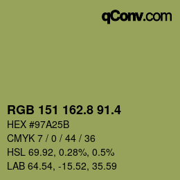 カラーコード: RGB 151 162.8 91.4 | qconv.com