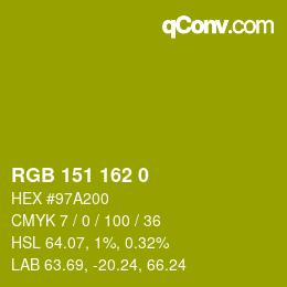 カラーコード: RGB 151 162 0 | qconv.com