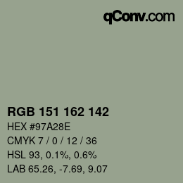 Color code: RGB 151 162 142 | qconv.com