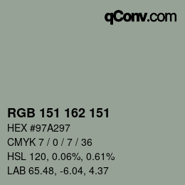 Color code: RGB 151 162 151 | qconv.com