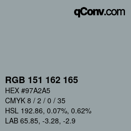 カラーコード: RGB 151 162 165 | qconv.com
