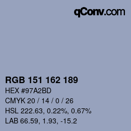 Color code: RGB 151 162 189 | qconv.com