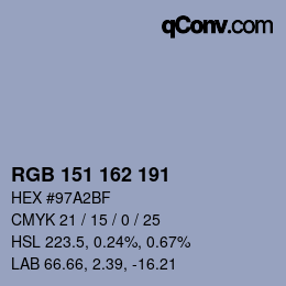 Color code: RGB 151 162 191 | qconv.com
