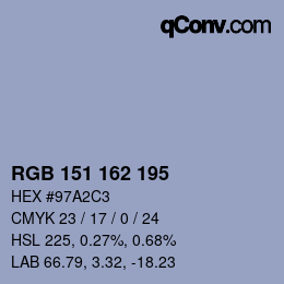 Color code: RGB 151 162 195 | qconv.com