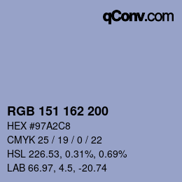 Color code: RGB 151 162 200 | qconv.com