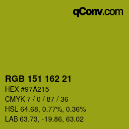 Color code: RGB 151 162 21 | qconv.com