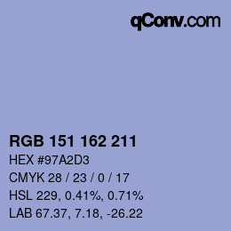 Color code: RGB 151 162 211 | qconv.com