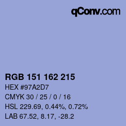 カラーコード: RGB 151 162 215 | qconv.com