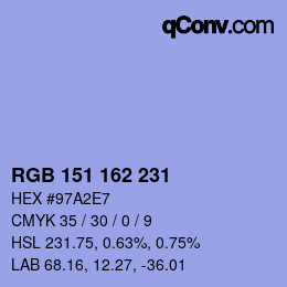 カラーコード: RGB 151 162 231 | qconv.com