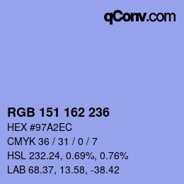 Color code: RGB 151 162 236 | qconv.com
