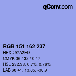 カラーコード: RGB 151 162 237 | qconv.com