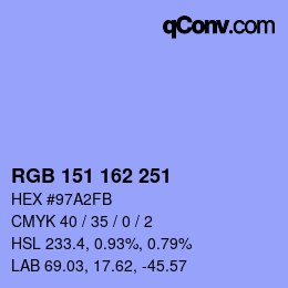 Color code: RGB 151 162 251 | qconv.com