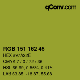 Color code: RGB 151 162 46 | qconv.com