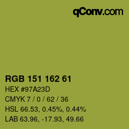 Color code: RGB 151 162 61 | qconv.com