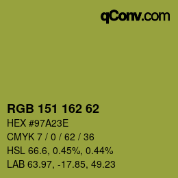 Color code: RGB 151 162 62 | qconv.com