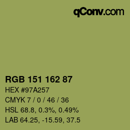 カラーコード: RGB 151 162 87 | qconv.com