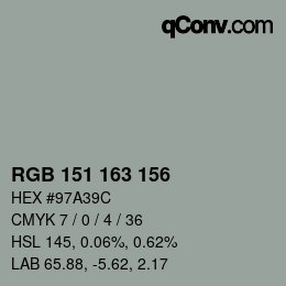 Color code: RGB 151 163 156 | qconv.com