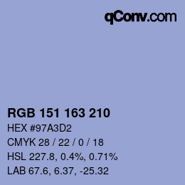 カラーコード: RGB 151 163 210 | qconv.com