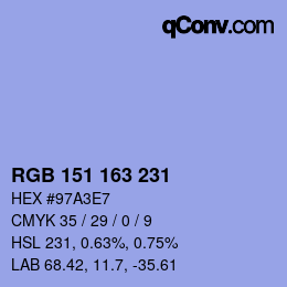Color code: RGB 151 163 231 | qconv.com