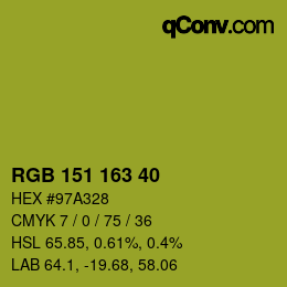 Color code: RGB 151 163 40 | qconv.com