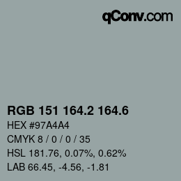 カラーコード: RGB 151 164.2 164.6 | qconv.com