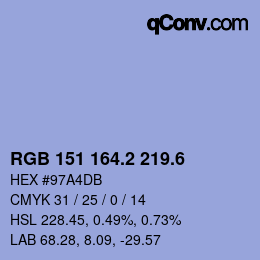 カラーコード: RGB 151 164.2 219.6 | qconv.com