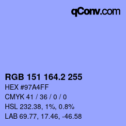 Color code: RGB 151 164.2 255 | qconv.com