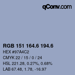 カラーコード: RGB 151 164.6 194.6 | qconv.com