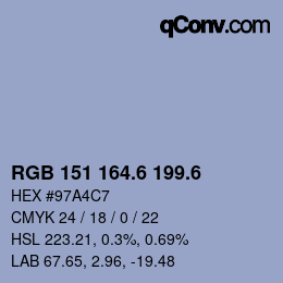 カラーコード: RGB 151 164.6 199.6 | qconv.com
