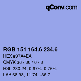 カラーコード: RGB 151 164.6 234.6 | qconv.com