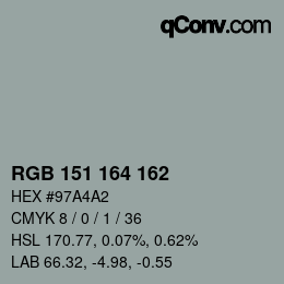 Color code: RGB 151 164 162 | qconv.com
