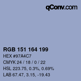 Color code: RGB 151 164 199 | qconv.com