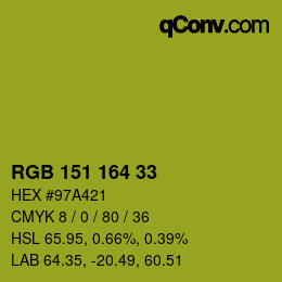 Color code: RGB 151 164 33 | qconv.com