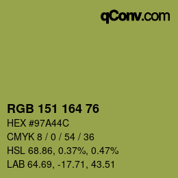 Código de color: RGB 151 164 76 | qconv.com