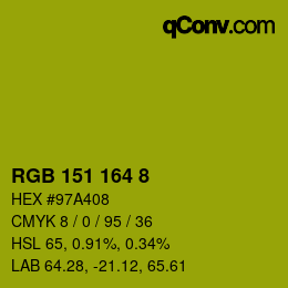 カラーコード: RGB 151 164 8 | qconv.com