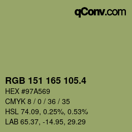 カラーコード: RGB 151 165 105.4 | qconv.com