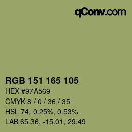 カラーコード: RGB 151 165 105 | qconv.com