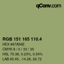 カラーコード: RGB 151 165 110.4 | qconv.com