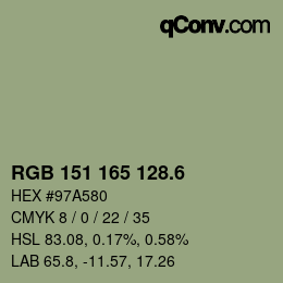 カラーコード: RGB 151 165 128.6 | qconv.com
