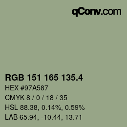 カラーコード: RGB 151 165 135.4 | qconv.com
