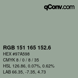 カラーコード: RGB 151 165 152.6 | qconv.com