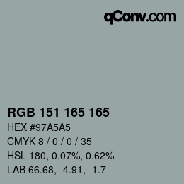 カラーコード: RGB 151 165 165 | qconv.com